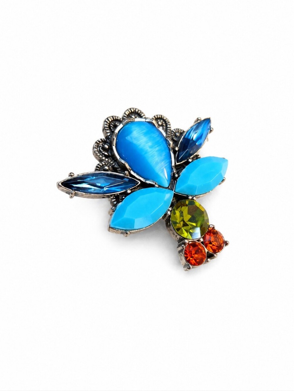 Love Bug Brooch Turquoise, Blue & Red